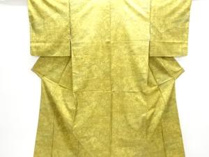 アンティーク　時代人物に草花模様本場大島紬着物(染)